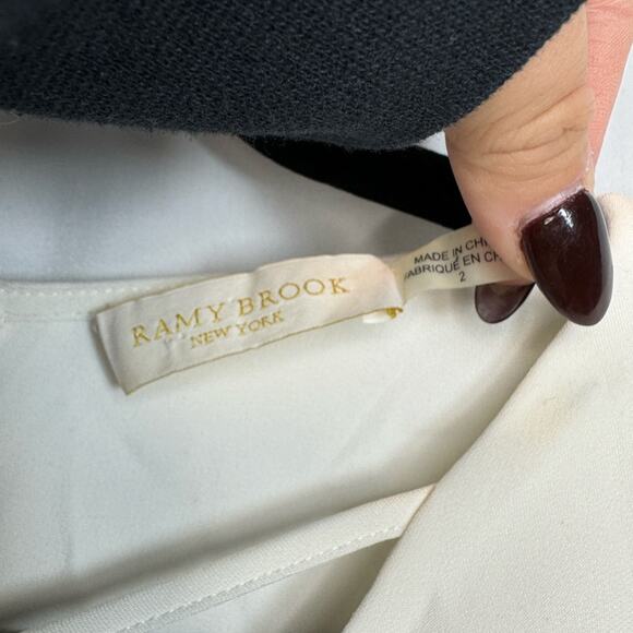 Ramy Brook Allie Lace-up Long-Sleeve Top White Size 2 - Picture 3 of 10